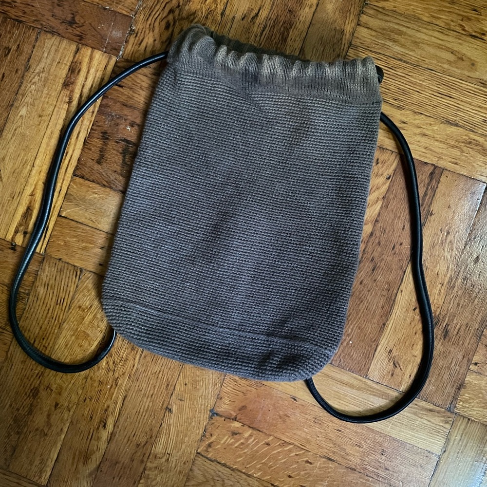 Lauren Manoogian Hand Crochet Oval Backpack in Blackened SS21